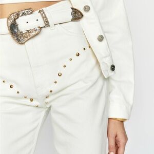 NWT Reformation Cowboy Studded High Rise Straight Jeans